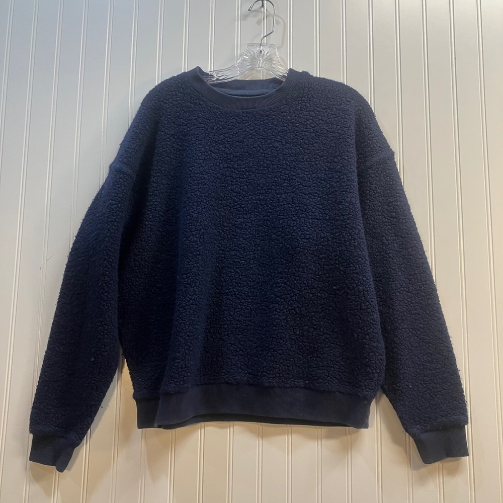 Outdoor Voices MegaFleece Wool Blend Crewneck Sweatshirt Navy Blue Womens Large
